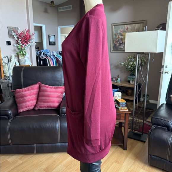 Simple Fun red long sleeve cardigan w/pockets-size M - Picture 3 of 9